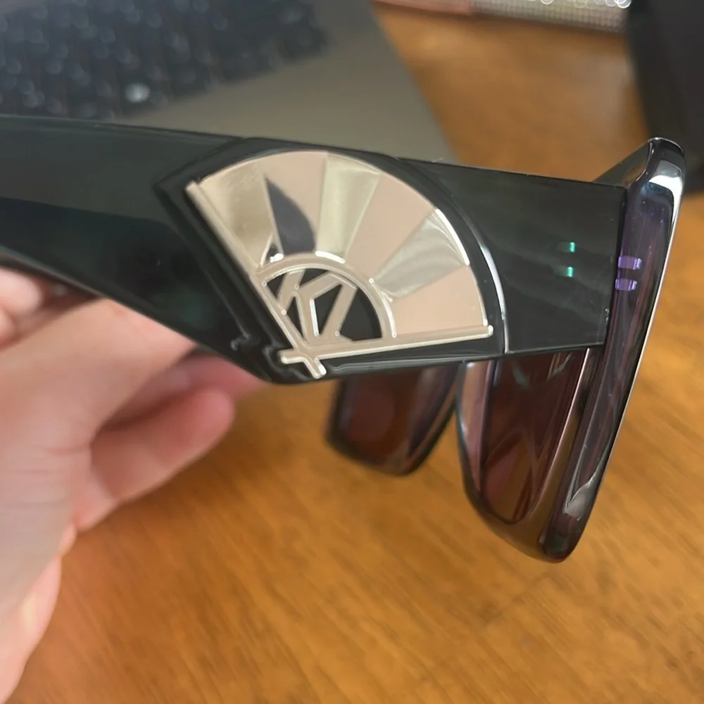 Karl Lagerfeld Oversized Square Sunglasses in Dark Green with Gradient Lenses - Picture 6 of 6